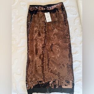Zara Shimmering Sequin Pencil Skirt - Brown
